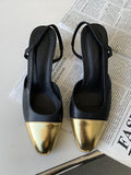 IFOMT Contrast Color Pointed-Toe Round Cut Sling Shoes