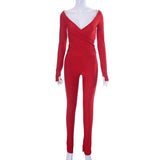 IFOMT Outfit Elegant Women Tracksuit 2 Piece Set Skinny Cross Slash Neck Crop Tops+Leggings Stretch Matching Streetwear Outfits
