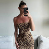 IFOMT Casual Winter Outfits Y2K Leopard Print Leopard Slit Women'S Dresses Bodycon Mesh Elegant Evening Prom Ladies Casual Clothing Manuifacturer