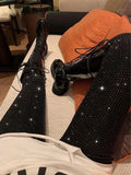 IFOMT Sparkly Crystal Pants Women Leggings Autumn Winter High Waist Elastic Bodycon Long Penci Pant Streetwear Y2K Pants TightsChristmas Gifts