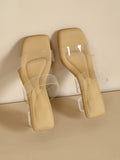 IFOMT Open Toe Split-Joint Square-Toe Transparent Pumps Sandals Slippers