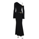 IFOMT Outfits Skew Collar Long Sleeve Crop Top Long Skirt Women'S Dresses Casual Clothes Elegant Evening Fashion Korean Streetwear