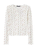 Ifomt Vintage Floral Print Slim T-shirts Women Sweet Chic Button Round Neck Long Sleeve T Shirt Women Autumn Streetwear Y2k Tops 2025