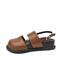 IFOMT Belt Buckle Hollow Round-Toe Split-Joint Sandals Wedges & Flatform