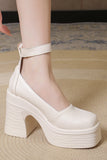 IFOMT Thick sole heightening buckle strap thick heel high heels