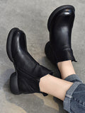 IFOMT Round-Toe Solid Color Zipper Boots