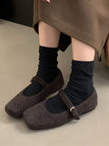 IFOMT Hollow Shallow Cut Split-Joint Square-Toe Flat Shoes Mary Janes