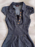 Ifomt Denim Dress Slim Y2k Short Sleeve Button Goth Vintage Streetwear Fashion Aesthetics Harajuku Short Dresses Mini Skirt Punk 2000s