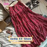 Ifomt Sweet Ruffled Floral Print Long Skirt Women Casual Elastic Waist Cotton A-line Summer Skirts Y2K Vintage Cute Tutu Faldas Femme