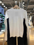 Ifomt White Lace O Collar Long Sleeve Tee Shirt Hollow Out White Basic Simple Women T-shirt Spring Autumn Cotton Slim Y2K Tight Tops