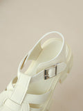 IFOMT Belt Buckle Hollow Round-Toe Split-Joint Gladiators Platform Shoes Sandals
