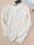 Ifomt Vintage Floral Print Slim T-shirts Women Sweet Chic Button Round Neck Long Sleeve T Shirt Women Autumn Streetwear Y2k Tops 2025