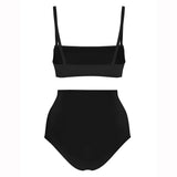 IFOMT Bathing Suit Women Black Simple Print Fashion Swimsuit Sexy Printed Bikini High Waist Swimwear Two-piece and Skirt Beach Outfits