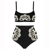 IFOMT Bathing Suit Women Black Simple Print Fashion Swimsuit Sexy Printed Bikini High Waist Swimwear Two-piece and Skirt Beach Outfits