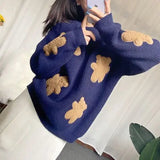 IFOMT Bear Applique Loose Knitted Sweater