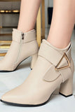 IFOMT New Fashion Spring Outfit Solid Color Pointed Toe Buckle Ankle Boots