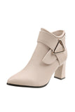 IFOMT New Fashion Spring Outfit Solid Color Pointed Toe Buckle Ankle Boots