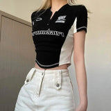 IFOMT Biker Half Zip-Up Crop Top