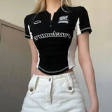 IFOMT Biker Half Zip-Up Crop Top