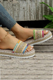 IFOMT New Fashion Spring Outfit Bohemian Linen Rope Platform Sandals