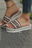 IFOMT New Fashion Spring Outfit Bohemian Linen Rope Platform Sandals