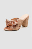 IFOMT New Fashion Spring Outfit Champagne Gold Bow Heel Sandals