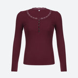 IFOMT Corduroy Lace Trim Top
