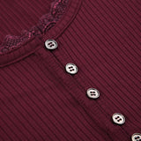 IFOMT Corduroy Lace Trim Top