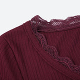 IFOMT Corduroy Lace Trim Top
