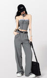 IFOMT Corset Top & Wide Leg Pants Two Piece Set