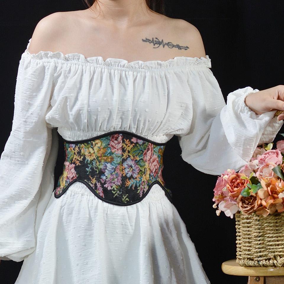 IFOMT Cottagecore Ribbon Lace Up Waist Corset