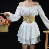 IFOMT Cottagecore Ribbon Lace Up Waist Corset