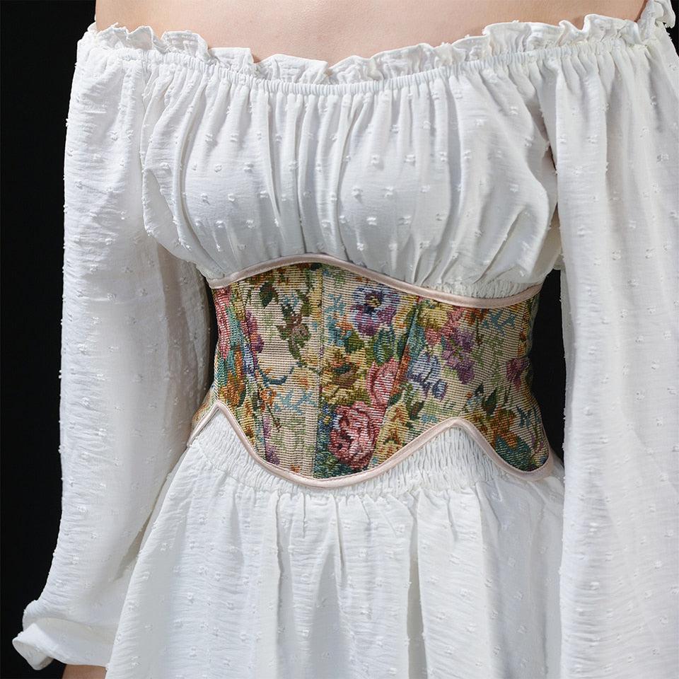 IFOMT Cottagecore Ribbon Lace Up Waist Corset