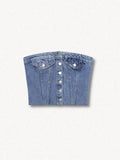 IFOMT Cowgirl Button Up Denim Tube Top