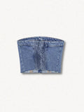IFOMT Cowgirl Button Up Denim Tube Top