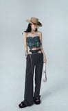 IFOMT Cowgirl Crop Denim Tube Top