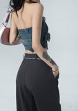 IFOMT Cowgirl Crop Denim Tube Top