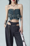 IFOMT Cowgirl Crop Denim Tube Top