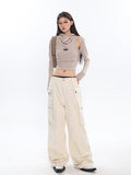 IFOMT Cowl Collar Cut-Out Crop Top