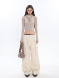 IFOMT Cowl Collar Cut-Out Crop Top