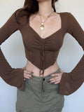 IFOMT Fairy Grunge Flared Sleeve Crop Top