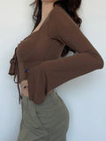 IFOMT Fairy Grunge Flared Sleeve Crop Top