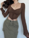 IFOMT Fairy Grunge Flared Sleeve Crop Top