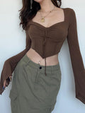 IFOMT Fairy Grunge Flared Sleeve Crop Top