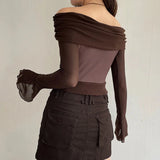 IFOMT Fairycore Butterfly Ruched Off Shoulder Top