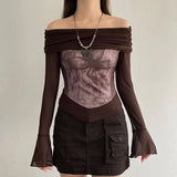 IFOMT Fairycore Butterfly Ruched Off Shoulder Top
