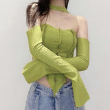 IFOMT Flare Sleeved Halter Top