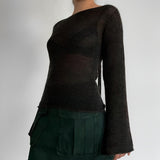 IFOMT Flare Sleeved Knit Backless Top