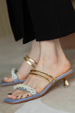 IFOMT New Fashion Spring Outfit Gentle Pearl Mid-heel Sandals