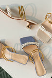 IFOMT New Fashion Spring Outfit Gentle Pearl Mid-heel Sandals